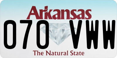 AR license plate 070VWW