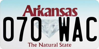AR license plate 070WAC