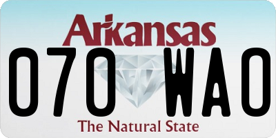 AR license plate 070WAO