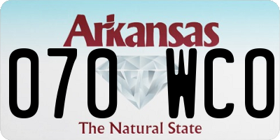 AR license plate 070WCO