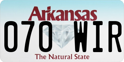 AR license plate 070WIR