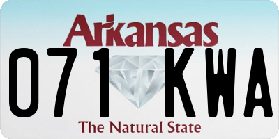 AR license plate 071KWA