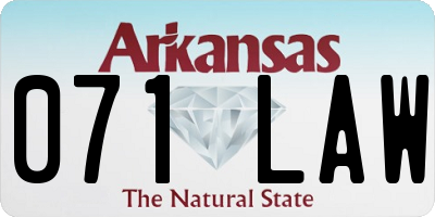 AR license plate 071LAW