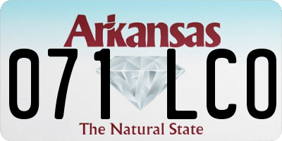 AR license plate 071LCO