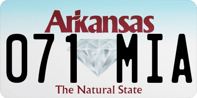 AR license plate 071MIA