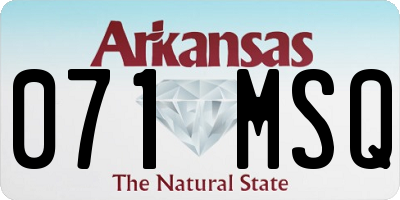 AR license plate 071MSQ