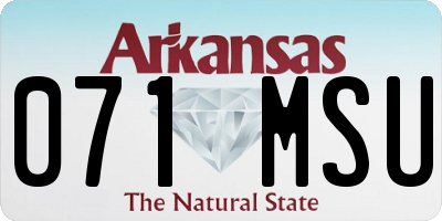 AR license plate 071MSU