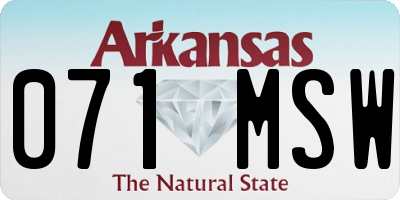 AR license plate 071MSW