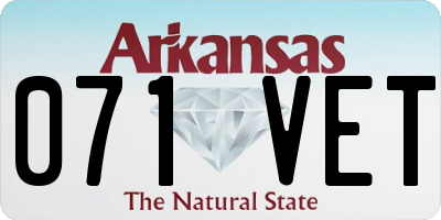 AR license plate 071VET