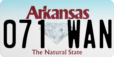 AR license plate 071WAN