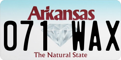 AR license plate 071WAX
