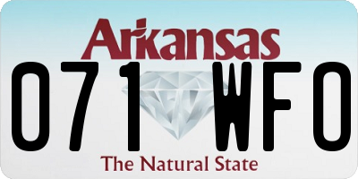 AR license plate 071WFO