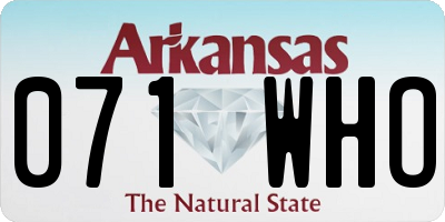 AR license plate 071WHO
