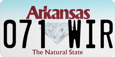 AR license plate 071WIR