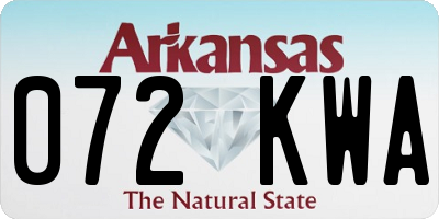 AR license plate 072KWA