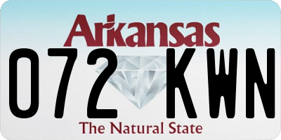 AR license plate 072KWN