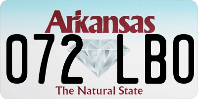 AR license plate 072LBO