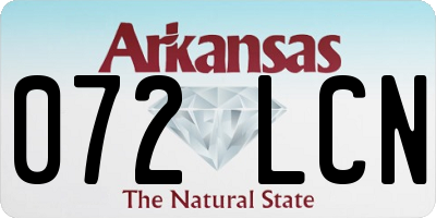 AR license plate 072LCN