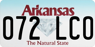 AR license plate 072LCO