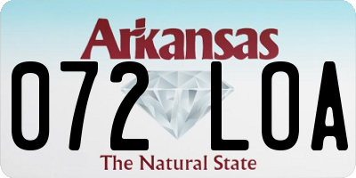 AR license plate 072LOA