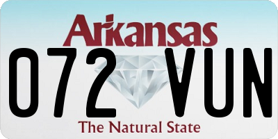 AR license plate 072VUN