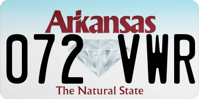 AR license plate 072VWR