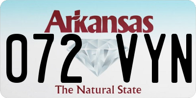 AR license plate 072VYN