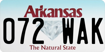 AR license plate 072WAK