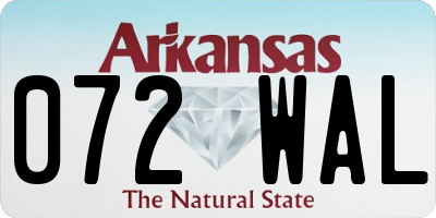 AR license plate 072WAL