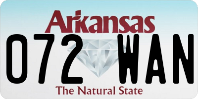 AR license plate 072WAN