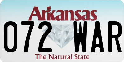 AR license plate 072WAR