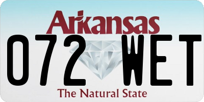 AR license plate 072WET