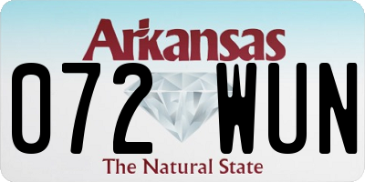 AR license plate 072WUN