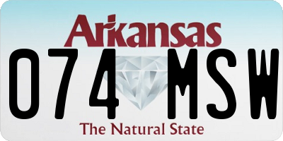 AR license plate 074MSW