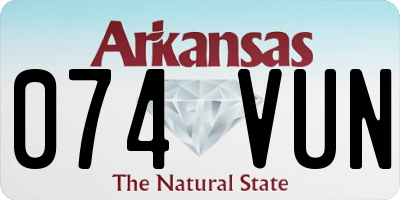 AR license plate 074VUN