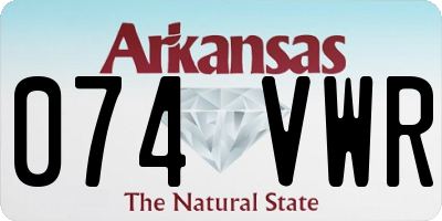 AR license plate 074VWR