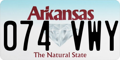 AR license plate 074VWY