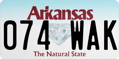 AR license plate 074WAK