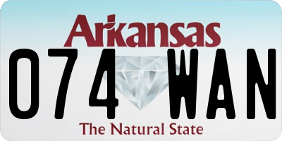 AR license plate 074WAN
