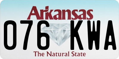 AR license plate 076KWA