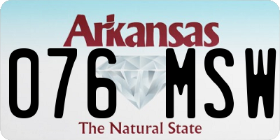 AR license plate 076MSW