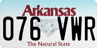 AR license plate 076VWR