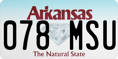 AR license plate 078MSU