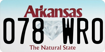 AR license plate 078WRO