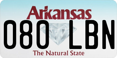 AR license plate 080LBN