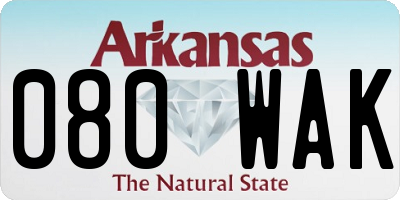 AR license plate 080WAK