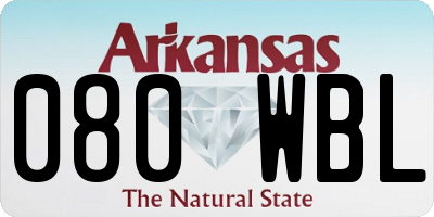 AR license plate 080WBL