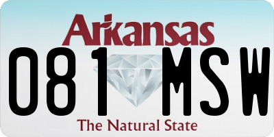 AR license plate 081MSW