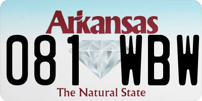 AR license plate 081WBW
