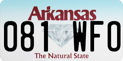 AR license plate 081WFO